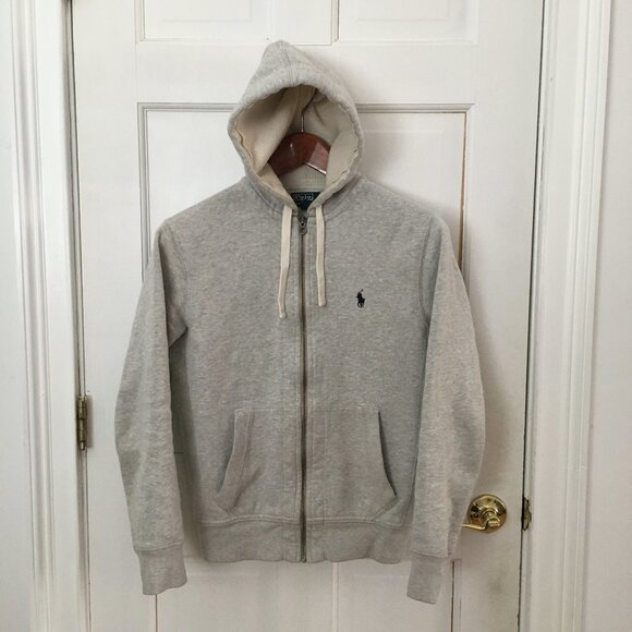 Polo Ralph Lauren Zip Hoodie Thermal Hood Grey - Picture 1 of 5